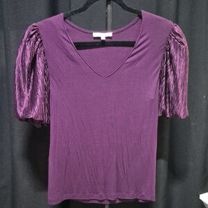 DR2 Deep Purple Blouse with Textured Sleeves